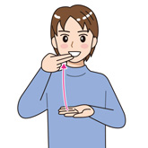 きのこを食べるの手話のイラスト2