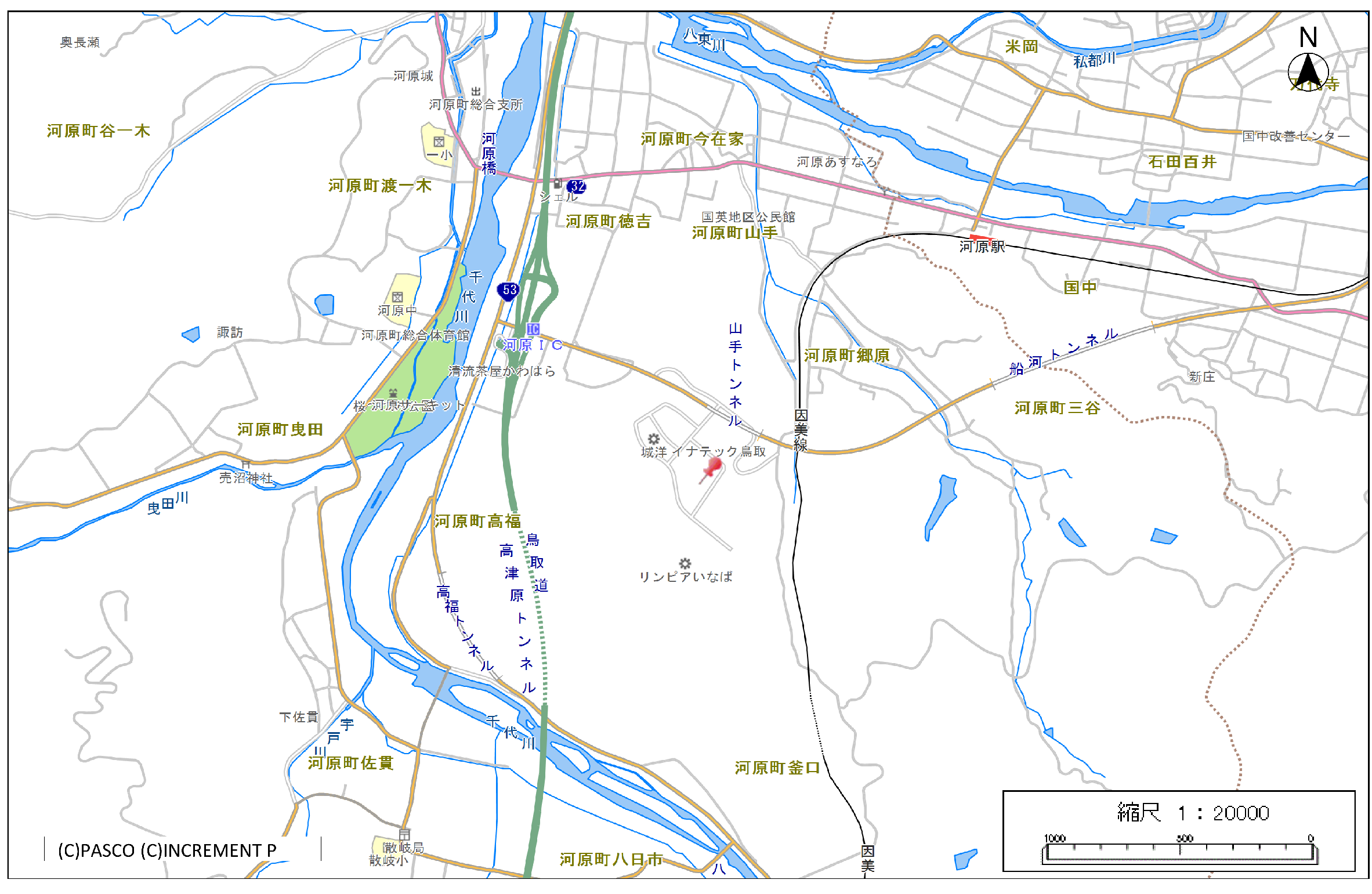 山手工業団地周辺地図