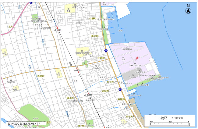 境港竹内工業団地の周辺地図