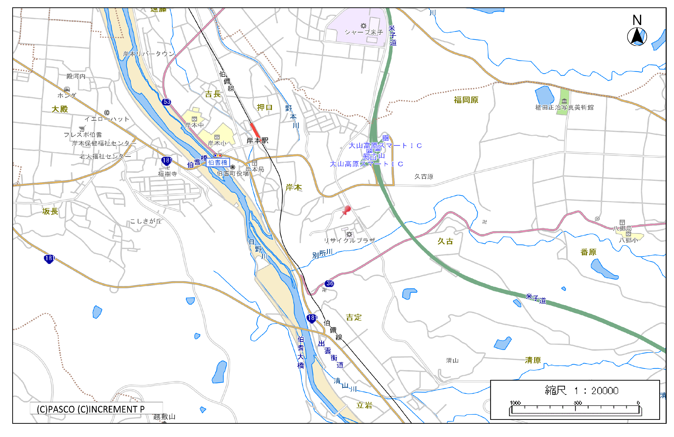 岸本工業団地の周辺地図