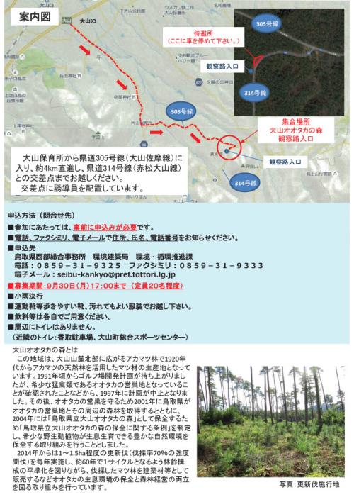 大山オオタカの森自然観察会チラシ裏