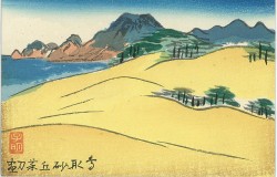中島菜刀が描いた鳥取砂丘の絵葉書（昭和10年代）